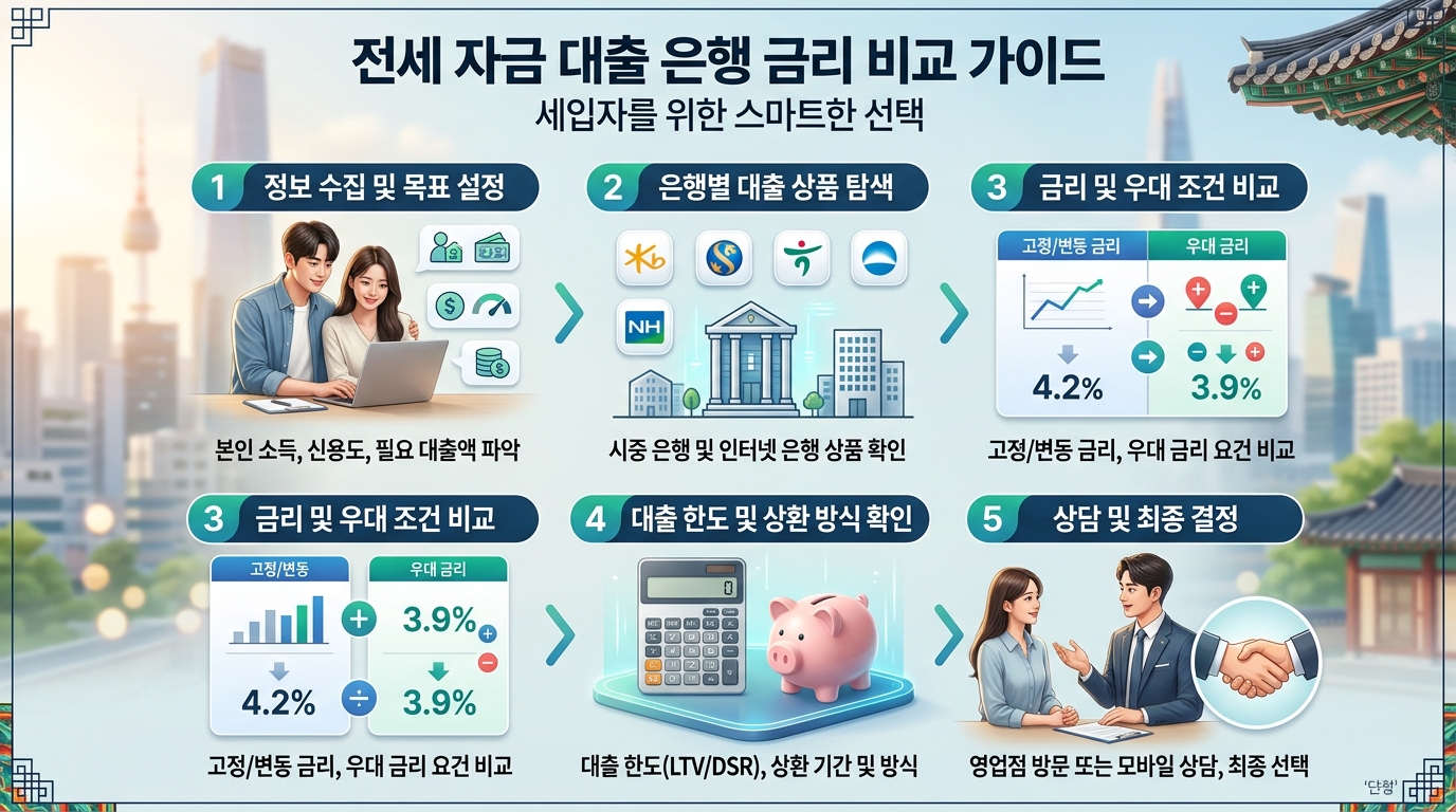 전세자금 대출 금리 한도 비교 2026 상세 안내